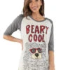 'Lazy One' Women's Beary Cool Tall Tee - White / Grey