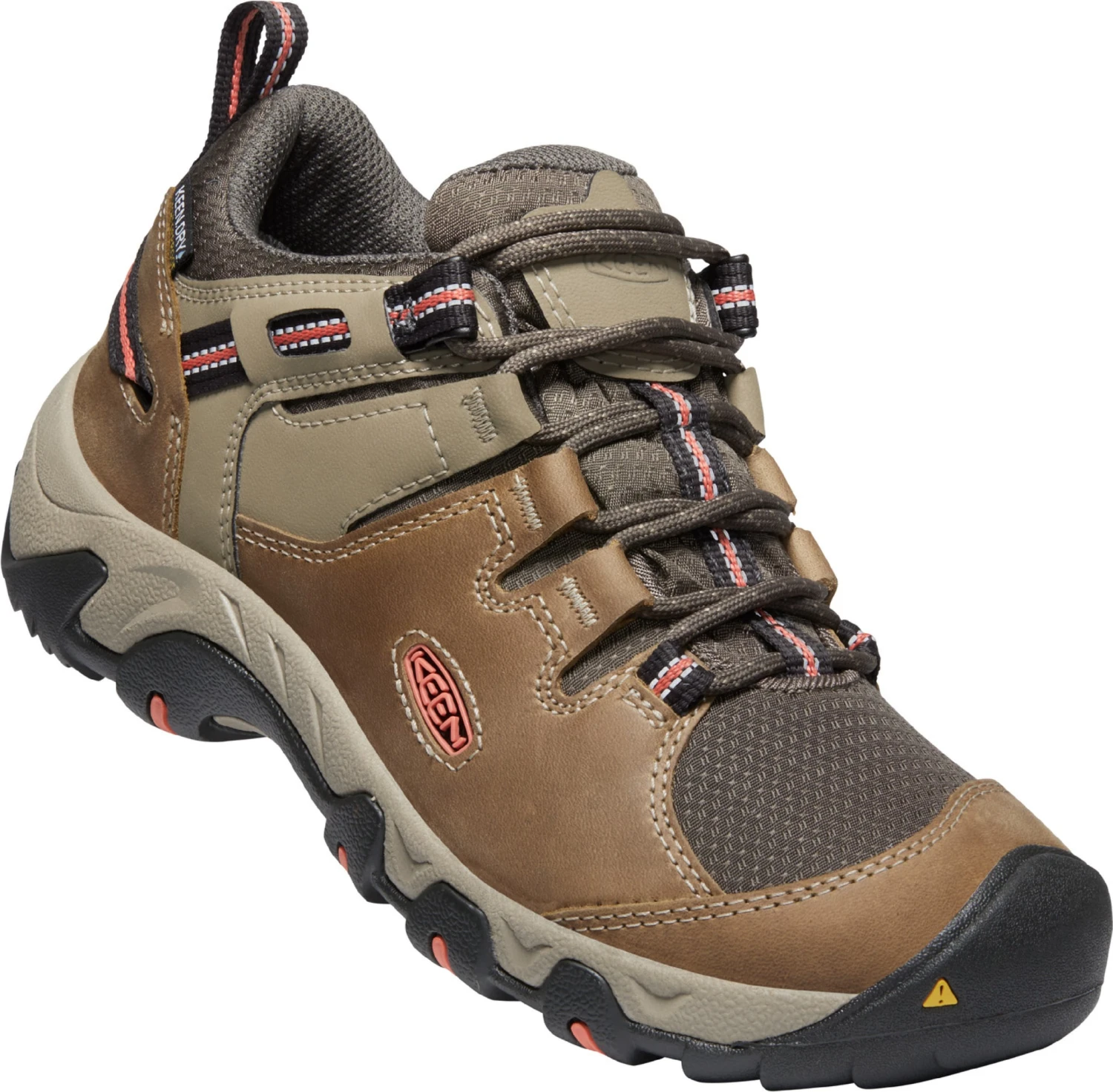 'Keen Outdoor' Women's Steens WP Leather Low Hiker - Timberwolf / Coral 2 'Keen Outdoor' Women's Steens WP Leather Low Hiker - Timberwolf / Coral - Image 2
