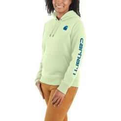 'Carhartt' Women's Clarksburg Logo Sleeve Graphic Hoodie - Hint Of Lime 4 'Carhartt' Women's Clarksburg Logo Sleeve Graphic Hoodie - Hint Of Lime -Outdoor Clothing Sale 102791 GB4 WS23 b 1024x1024@2x