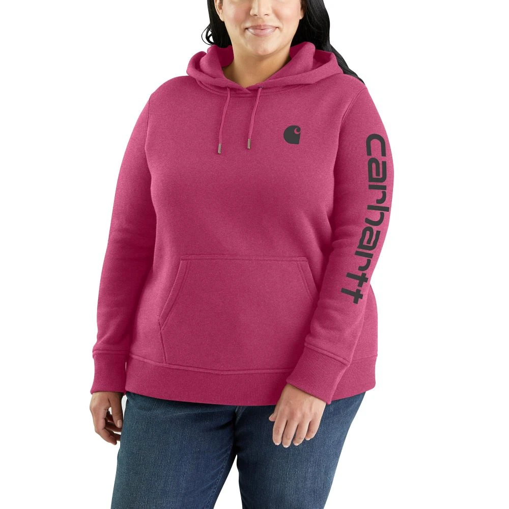 'Carhartt' Women's Clarksburg Logo Sleeve Graphic Hoodie - Beet Red Heather 1 'Carhartt' Women's Clarksburg Logo Sleeve Graphic Hoodie - Beet Red Heather
