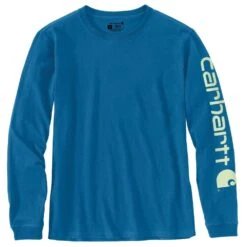'Carhartt' Women's Workwear Logo Sleeve T-Shirt - Marine Blue -Outdoor Clothing Sale 103401 H71 WF22 e 1024x1024@2x