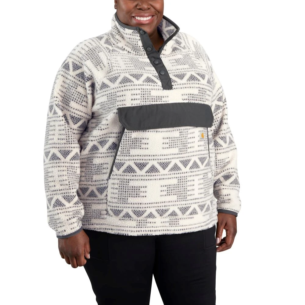 'Carhartt' Women's Fleece 1/4 Relaxed Fit Fleece Jacket - Malt Aztec 2 'Carhartt' Women's Fleece 1/4 Relaxed Fit Fleece Jacket - Malt Aztec - Image 2