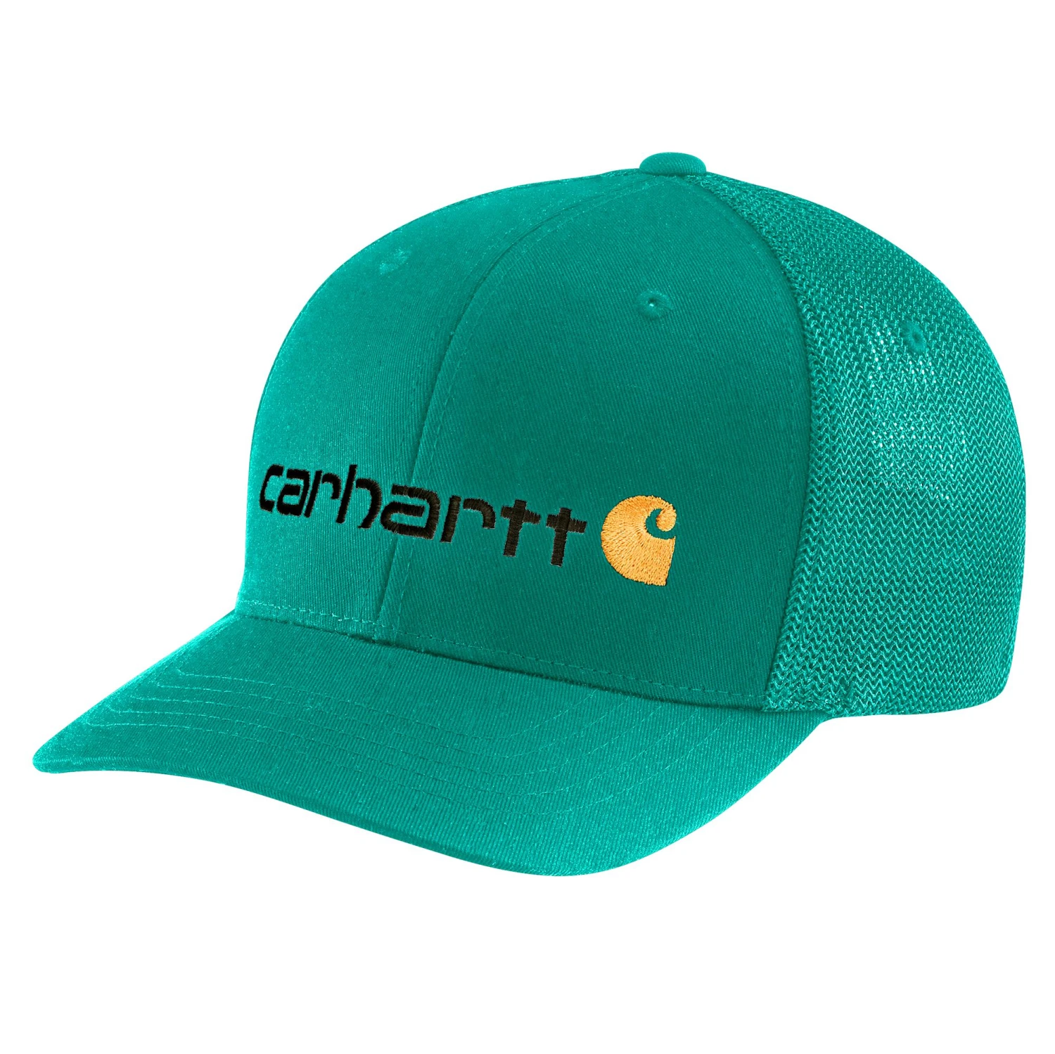 'Carhartt' Men's Rugged Flex Fitted Canvas Mesh-Back Logo Graphic Cap - Cadmium Green 1 'Carhartt' Men's Rugged Flex Fitted Canvas Mesh-Back Logo Graphic Cap - Cadmium Green