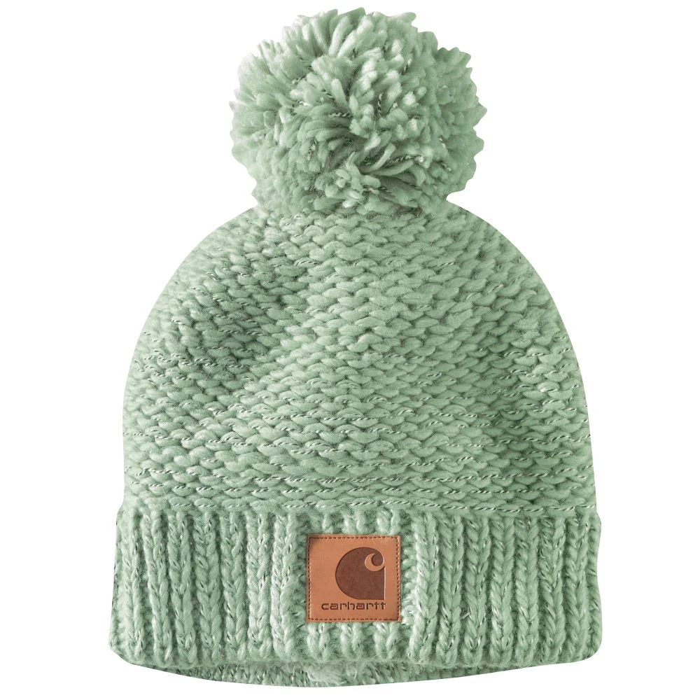 'Carhartt' Women's Rib Knit Sherpa-Lined Pom Pom Beanie - Jade 1 'Carhartt' Women's Rib Knit Sherpa-Lined Pom Pom Beanie - Jade