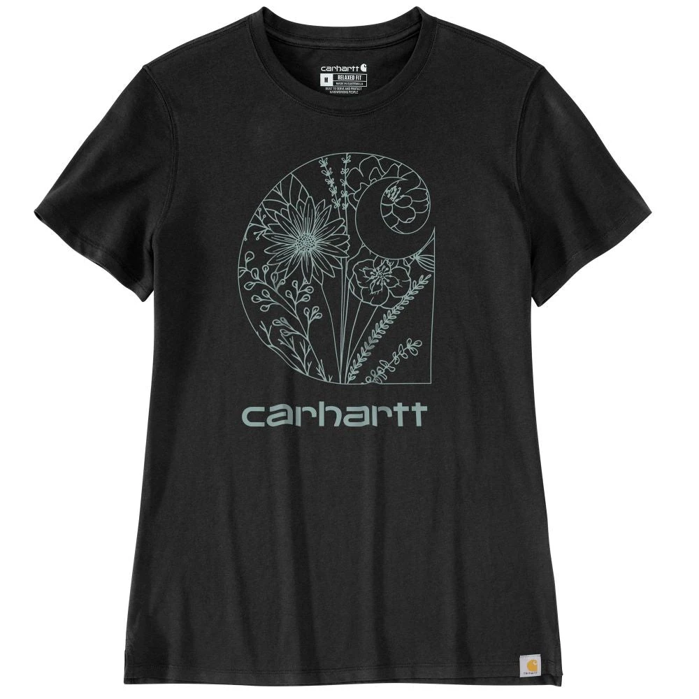 'Carhartt' Women's Lightweight Floral Graphic T-Shirt - Black 1 'Carhartt' Women's Lightweight Floral Graphic T-Shirt - Black