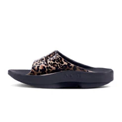 'OOFOS' Women's OOahh Slide Limited Edition - Black / Leopard -Outdoor Clothing Sale 1103BLKLEOPRD 4 1024x1024@2x