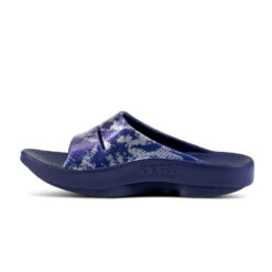 'OOFOS' Women's OOahh Slide Limited Edition - Navy / Silver / Silver Snake -Outdoor Clothing Sale 1103NVYSILSNK shot4 1024x1024@2x
