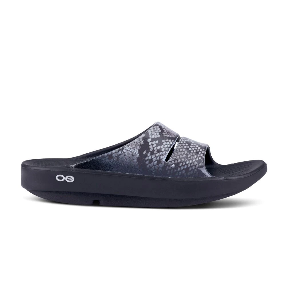'OOFOS' Women's OOahh Slide Limited Edition - Black / Snake 1 'OOFOS' Women's OOahh Slide Limited Edition - Black / Snake