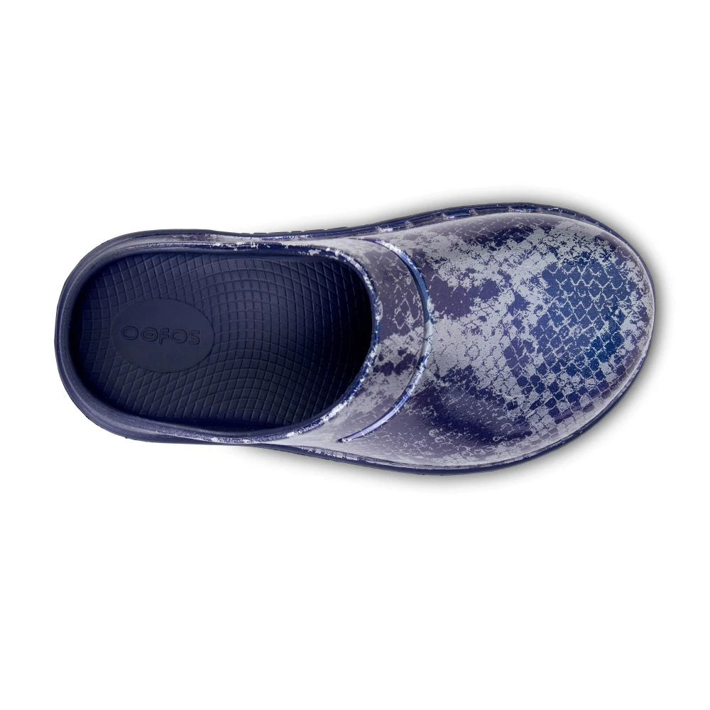 'OOFOS' Women's OOcloog Clog Limited Edition - Navy / Silver Snake 2 'OOFOS' Women's OOcloog Clog Limited Edition - Navy / Silver Snake - Image 2