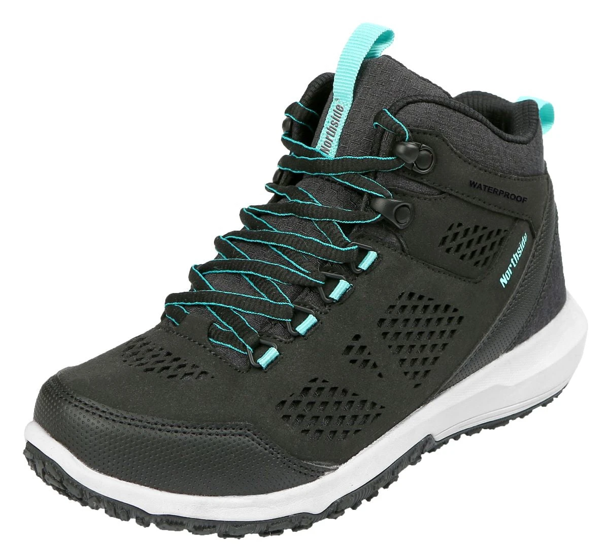 'Northside' Women's Benton WP Mid Hiker - Black / Aqua 1 'Northside' Women's Benton WP Mid Hiker - Black / Aqua