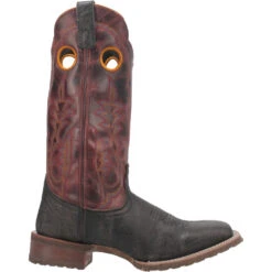 'Laredo' Men's Isaac Western Square Toe - Black / Distressed Maroon