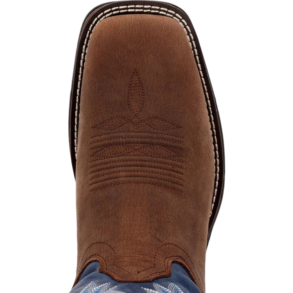 'Durango' Men's 12" Rebel Western Square Toe - Saddle Brown / Denim Blue 2 'Durango' Men's 12" Rebel Western Square Toe - Saddle Brown / Denim Blue - Image 2