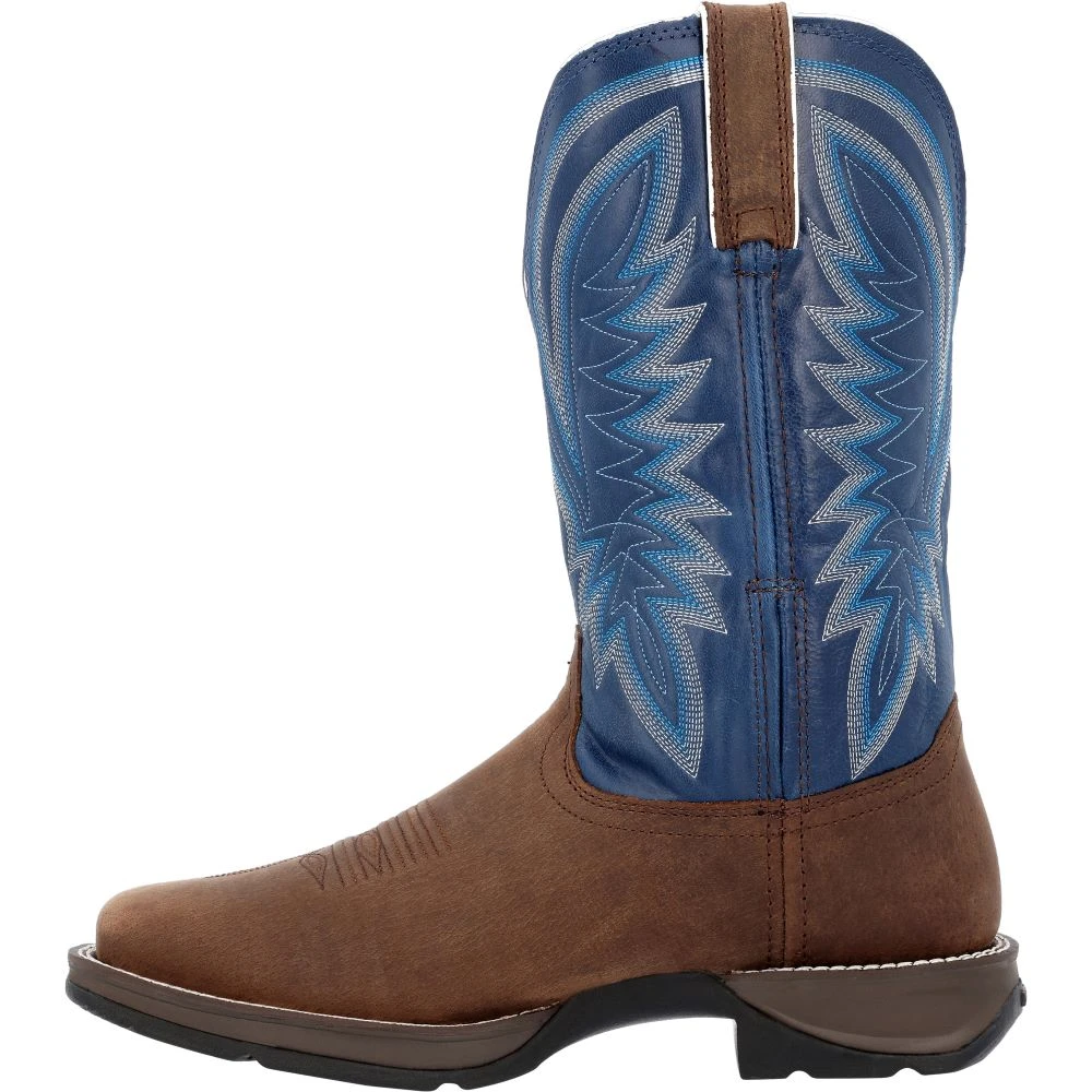 'Durango' Men's 12" Rebel Western Square Toe - Saddle Brown / Denim Blue 6 'Durango' Men's 12" Rebel Western Square Toe - Saddle Brown / Denim Blue - Image 6