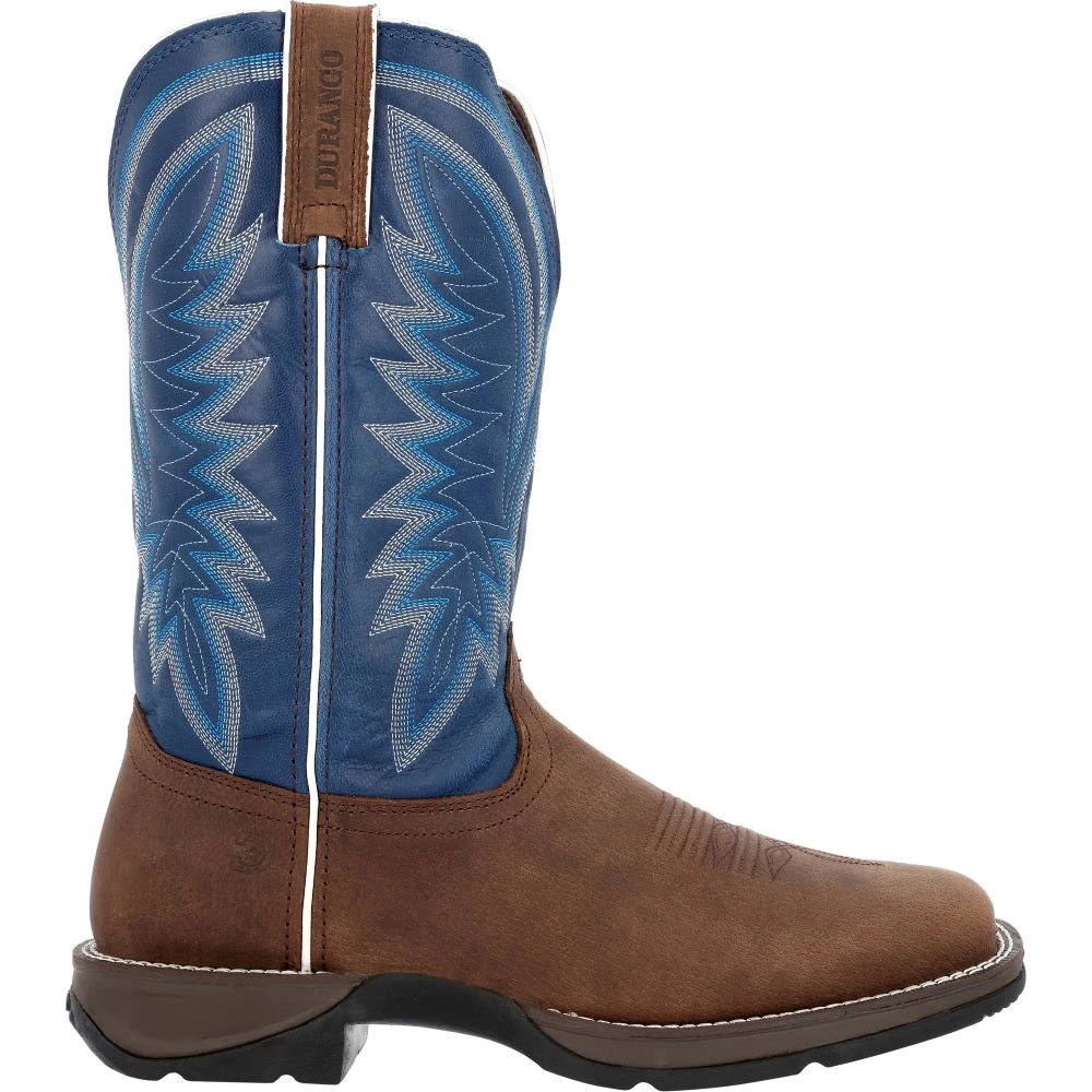 'Durango' Men's 12" Rebel Western Square Toe - Saddle Brown / Denim Blue 1 'Durango' Men's 12" Rebel Western Square Toe - Saddle Brown / Denim Blue