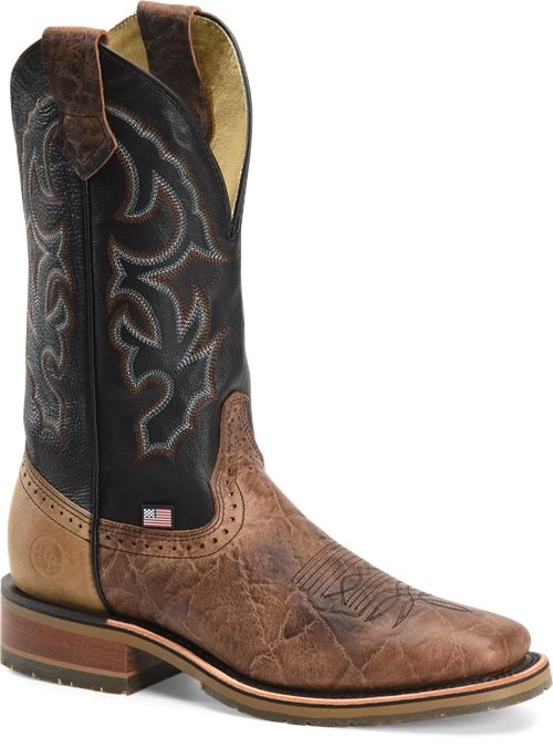 'Double H' Men's 12" Grissom SR Square Toe I.C.E. ™ Roper - Kenia Cognac / Summer Tan / Black 6 'Double H' Men's 12" Grissom SR Square Toe I.C.E. ™ Roper - Kenia Cognac / Summer Tan / Black - Image 6