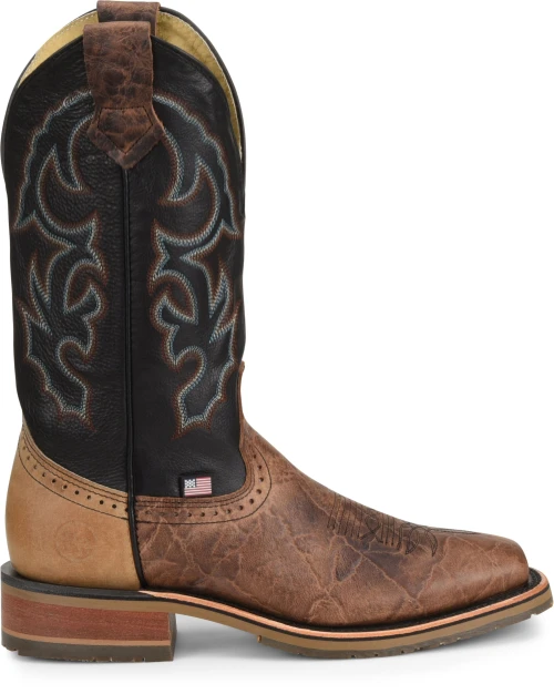 'Double H' Men's 12" Grissom SR Square Toe I.C.E. ™ Roper - Kenia Cognac / Summer Tan / Black 1 'Double H' Men's 12" Grissom SR Square Toe I.C.E. ™ Roper - Kenia Cognac / Summer Tan / Black