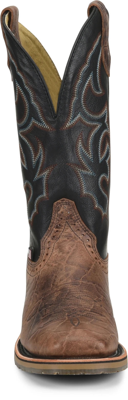 'Double H' Men's 12" Grissom SR Square Toe I.C.E. ™ Roper - Kenia Cognac / Summer Tan / Black 4 'Double H' Men's 12" Grissom SR Square Toe I.C.E. ™ Roper - Kenia Cognac / Summer Tan / Black - Image 4