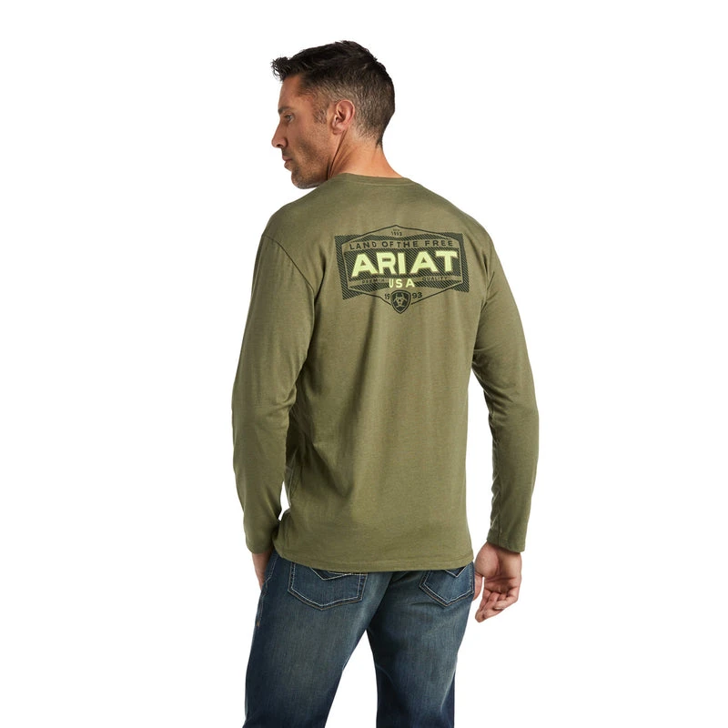 'Ariat' Men's Ariat Land Long Sleeve Tee - Military Heather 1 'Ariat' Men's Ariat Land Long Sleeve Tee - Military Heather