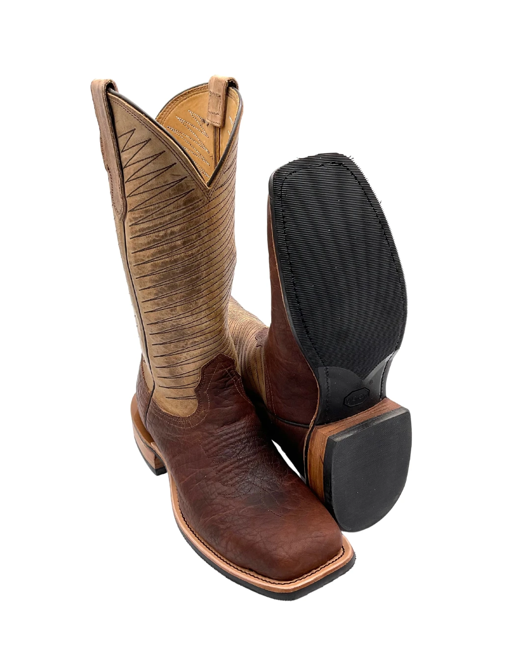 Fenoglio Boots Men's Bison Square Toe - Brown / Tan 3 Fenoglio Boots Men's Bison Square Toe - Brown / Tan - Image 3