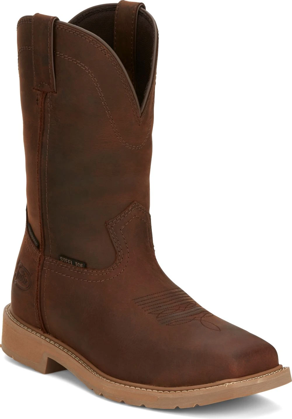 'Justin' Men's 11" Buster Water Buffalo EH WP Steel Toe - Pecan Brown 6 'Justin' Men's 11" Buster Water Buffalo EH WP Steel Toe - Pecan Brown - Image 6