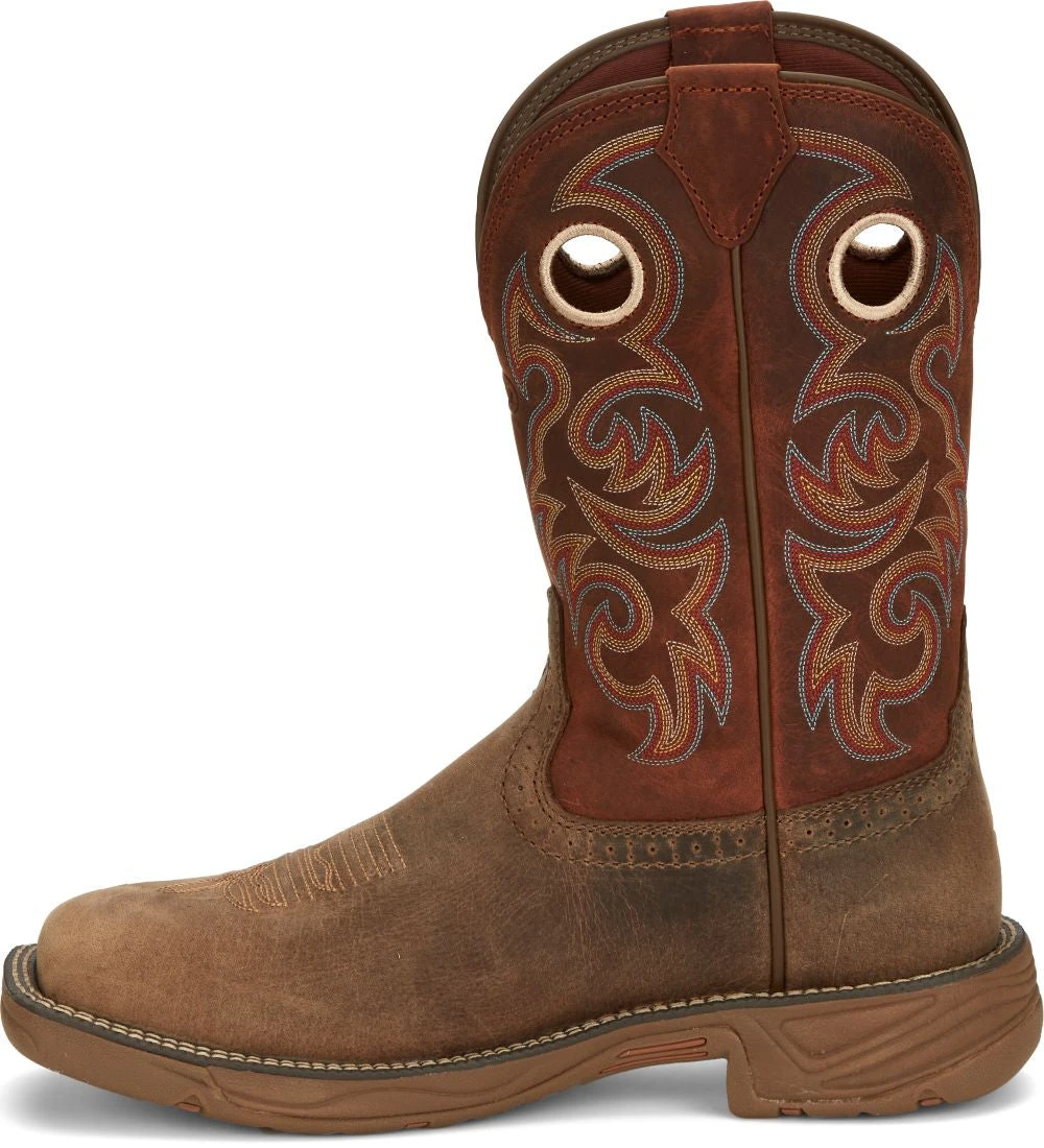 'Justin' Men's 11" Rush Western Square Toe - Peanut Tan / Bronze Orange 7 'Justin' Men's 11" Rush Western Square Toe - Peanut Tan / Bronze Orange - Image 7