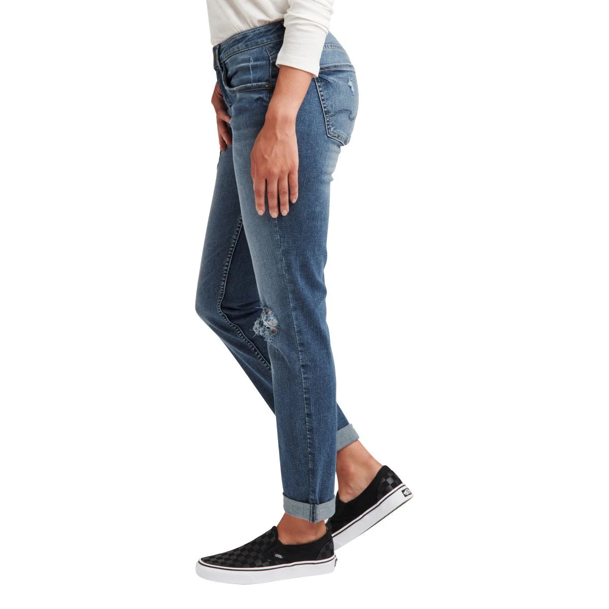 'Silver Jeans' Women's Curvy Boyfriend Mid Rise Slim Leg - Medium Wash 3 'Silver Jeans' Women's Curvy Boyfriend Mid Rise Slim Leg - Medium Wash - Image 3