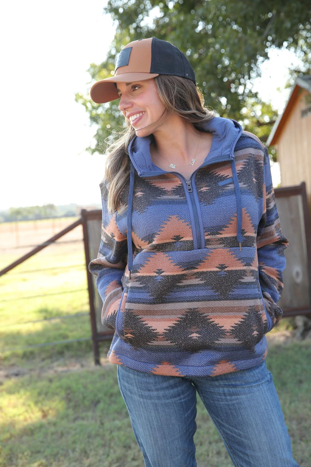 'Cinch' Women's 1/2 Zip Knit Hoodie - Multi 1 'Cinch' Women's 1/2 Zip Knit Hoodie - Multi