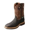 'Twisted X' Men's 12" Lite Western Work EH WP Steel Toe - Black / Brown