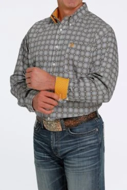 'Cinch' Men's Geo Print Classic Fit Button Down - Cream -Outdoor Clothing Sale MTW1105450 2 1024x1024@2x