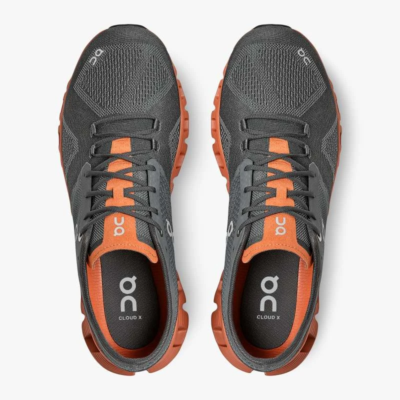 'On Running' Men's Cloud X - Rust / Rock 2 'On Running' Men's Cloud X - Rust / Rock - Image 2