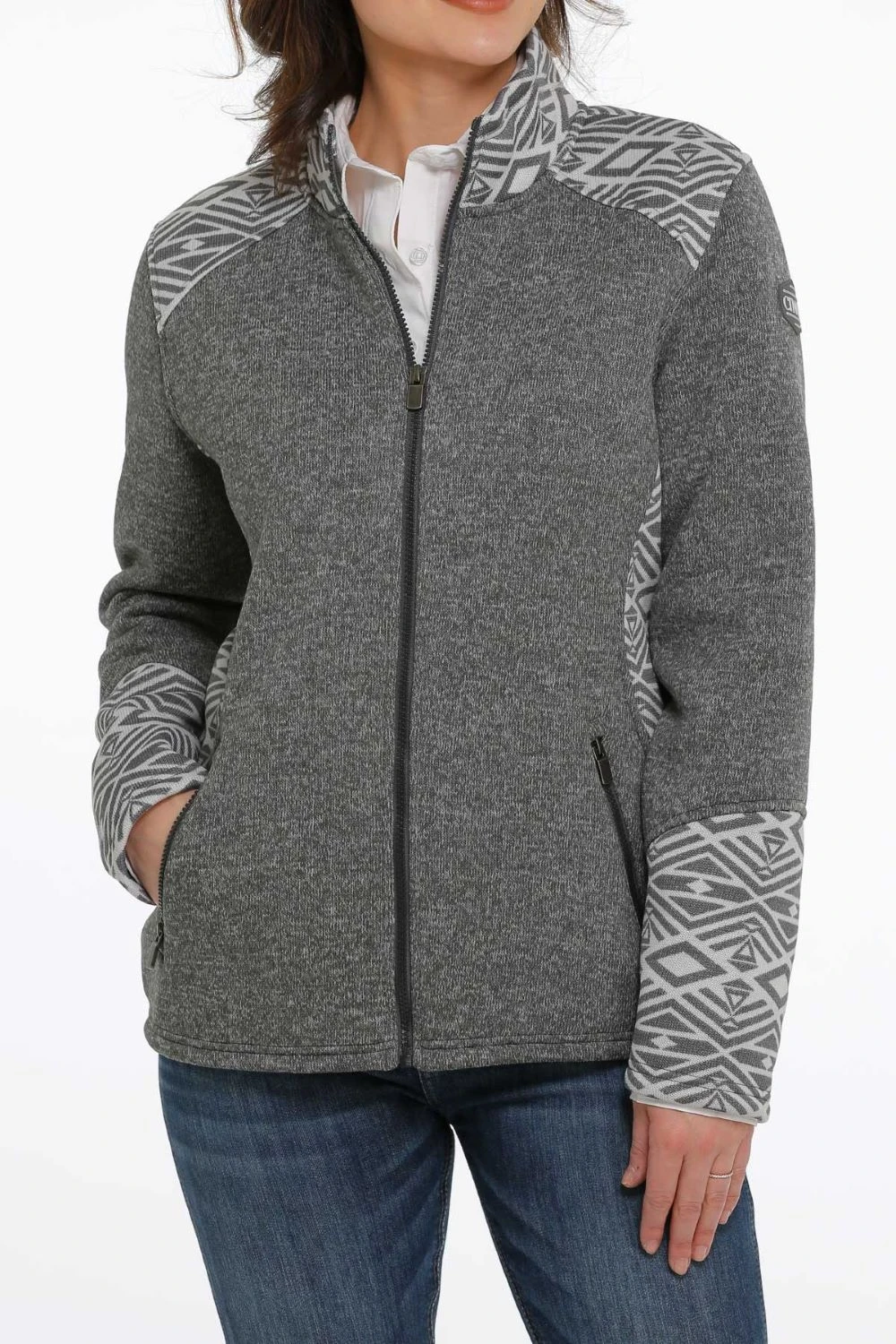'Cinch' Women's Sweater Knit Jacket - Heather Charcoal 1 'Cinch' Women's Sweater Knit Jacket - Heather Charcoal