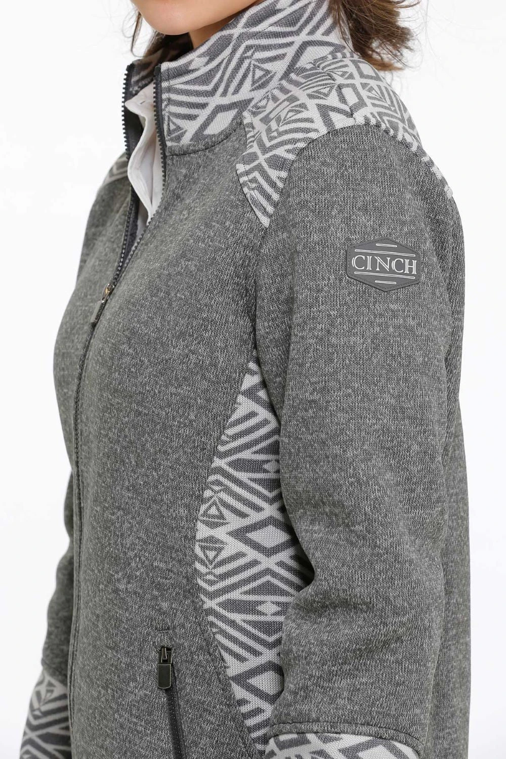 'Cinch' Women's Sweater Knit Jacket - Heather Charcoal 2 'Cinch' Women's Sweater Knit Jacket - Heather Charcoal - Image 2