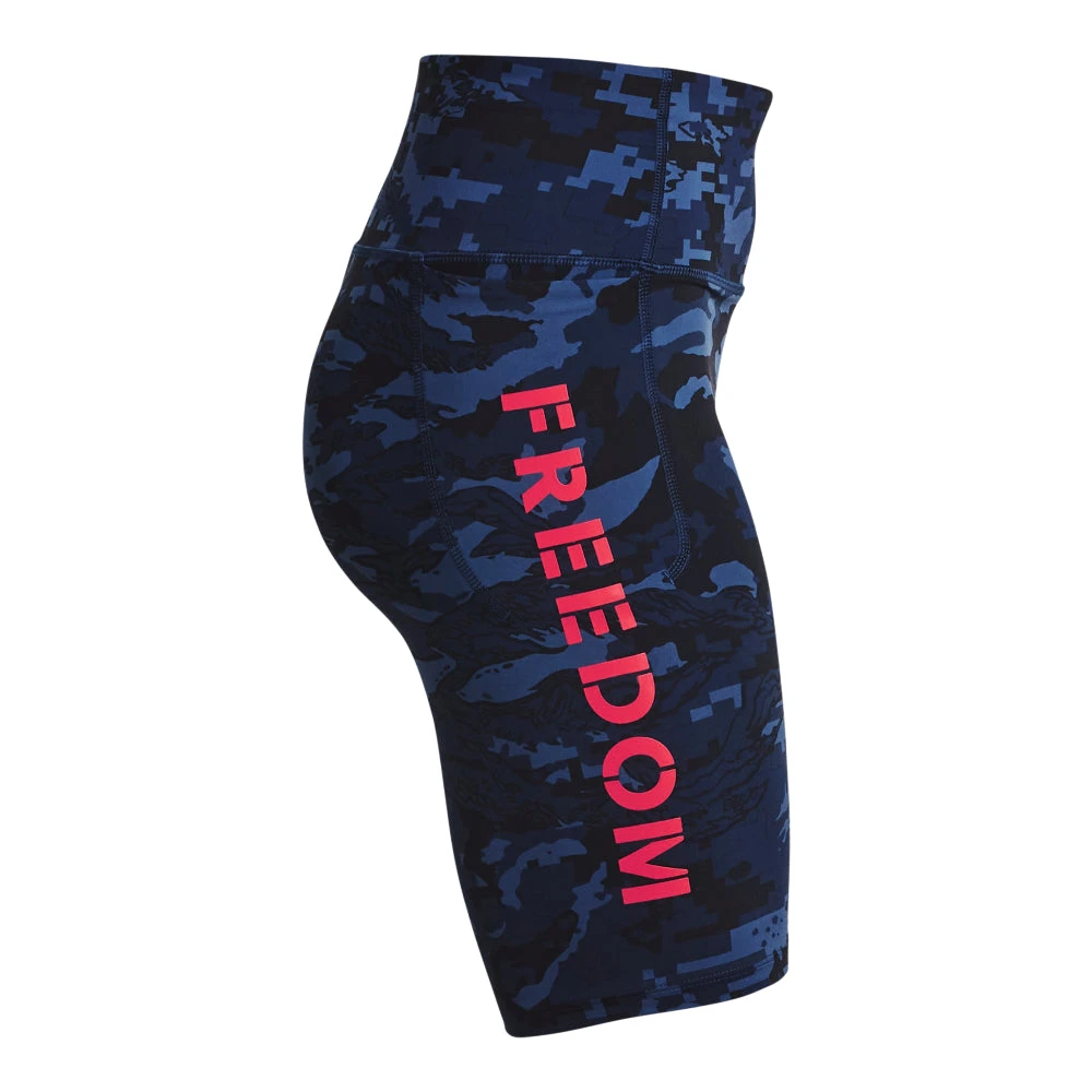 'Under Armour' Women's Meridian Freedom Biker Shorts - Academy / Red 3 'Under Armour' Women's Meridian Freedom Biker Shorts - Academy / Red - Image 3