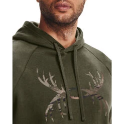 'Under Armour' Men's Rival Fleece Antler Hoodie - Marine OD Green -Outdoor Clothing Sale s7.V5 1365679 390 COLLAR 1024x1024@2x