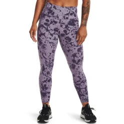 'Under Armour' Women's Meridian Print Ankle Leggings - Purple / Tangerine / Silver
